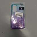 for Samsung Galaxy A56 5G Case with Tempered Glass Screen Protector Glitter Bling Floating TPU Bumper Cushion Corners Protection Case - Purple