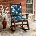 LVTXIII Outdoor Rocking Chair Cushion Set, All Weather Patio Tufted Seat Cushion with Ties, Fade Resistant Seat Cushions for Garden Rocker,43x19x3, 2 Count, Swaying Palms Blue