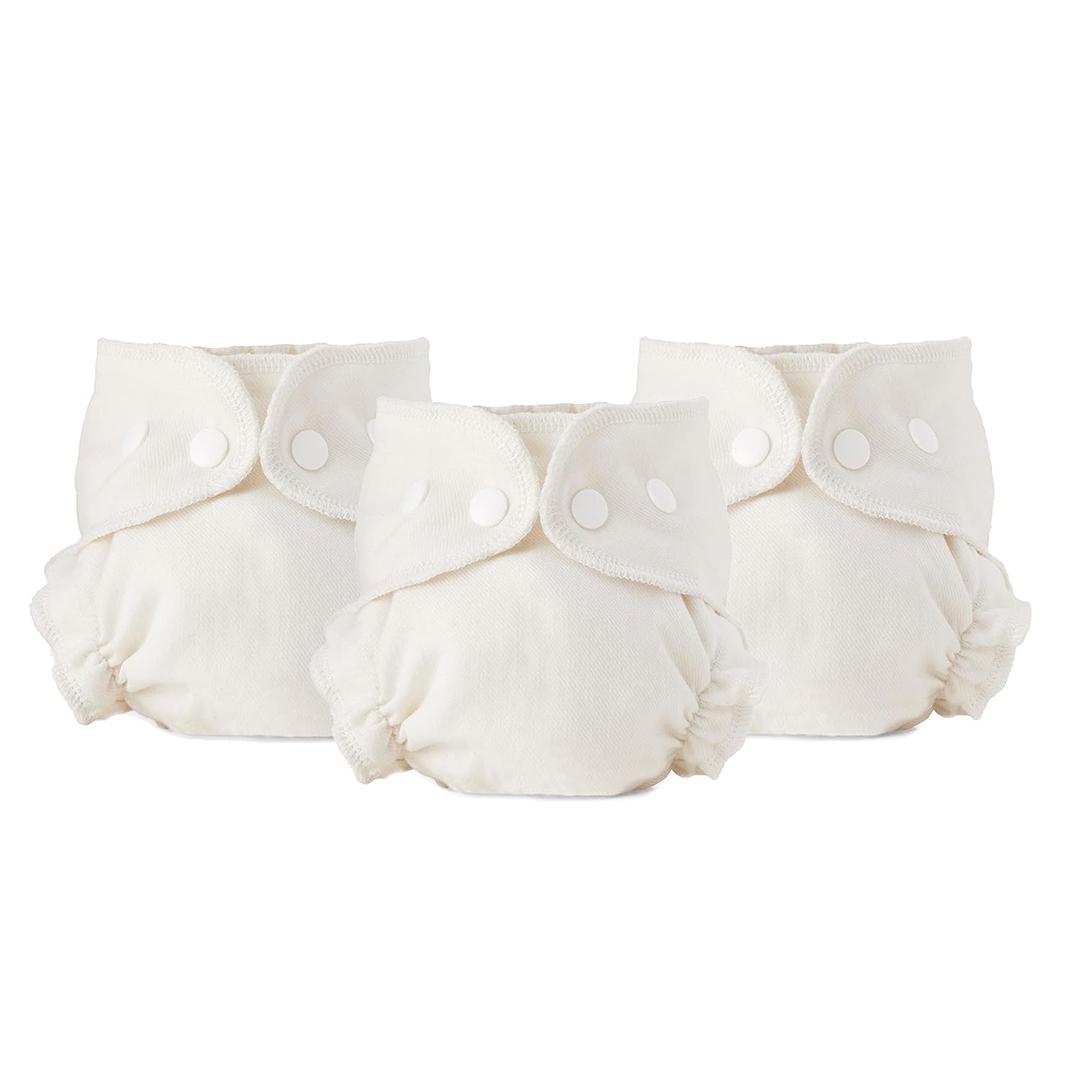 Esembly Cloth Diaper Inner - Organic Cotton Fitted Diaper- Soft, Ultra-Absorbant, Trim-Fitting Layer to Pair with Waterproof Outer for Blowout-Proof Diapering - 3-Pack, Size 2 (18-35lbs)