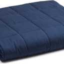 YnM Weighted Blanket,Heavy 100 Percent Oeko-Tex Certified Cotton Material, Bed Blanket for One Person of 190lbs, Ideal for Queen/King Bed (60x80 Inches, 20 Pounds, Navy)