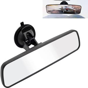 Rear View Mirror, 8.66" x 2.56" Anti-Glare HD Car Interior Rear View Mirror with Adjustable Suction Cup, Wide Angle Car Rearview Mirrors, Universal for Boat Truck SUV Van (White)