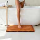 Utoplike Teak Bath Mat, Large Wood Shower Mats for Bathroom, 31.7"x17.9" Sturdy Floor Mat for Indoor Spa or Outdoor