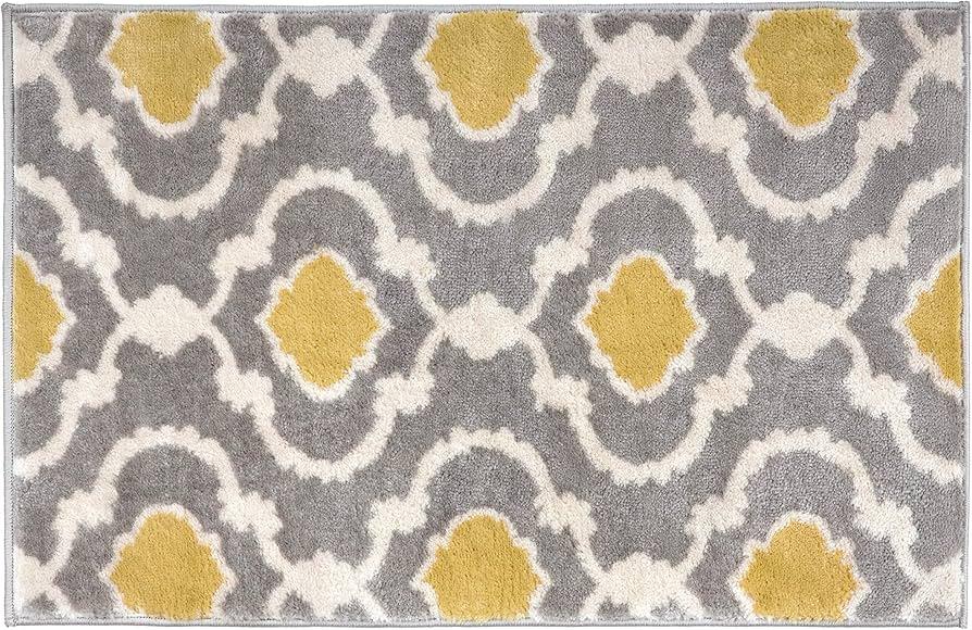 Rugshop Moroccan Trellis Contemporary Perfect for high Traffic Areas of Your Living Room,Bedroom,Home Office,Kitchen Area Rug Gray/Yellow 2" x 3"