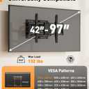 Perlegear UL-Listed Full Motion TV Wall Mount for 4297 Inch Flat Curved TVs up to 132 lbs, 12/16 Wood Studs, TV Mount Bracket with Tool-Free Tilt, Swivel, Extension, Max VESA 600 x 400mm, PGLF15