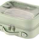 Clear Cosmetic Bag Double Layer Travel Toiletry Bag Clear Makeup Bag Case with 4 Compartments, Transparent Travel Bag for Toiletries, Large Toiletry Bag for Women Cosmetic Case (Sage Green, Small)