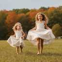 JEELLIGULAR Toddler Girl Summer Dress Tie Strap Sleeveless Sundress White/Floral/Denim Beach Dresses for Baby Girls 2-3Y (Beige)