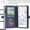 Simicoo Pixel 8 Pro Wallet case, Pixel 8 Pro Flip Leather case Card Slots Holder Zipper Purse Detachable Magnetic Cover Hand Strap Cash Pocket Pouch Wallet for Woman Man (Blue)