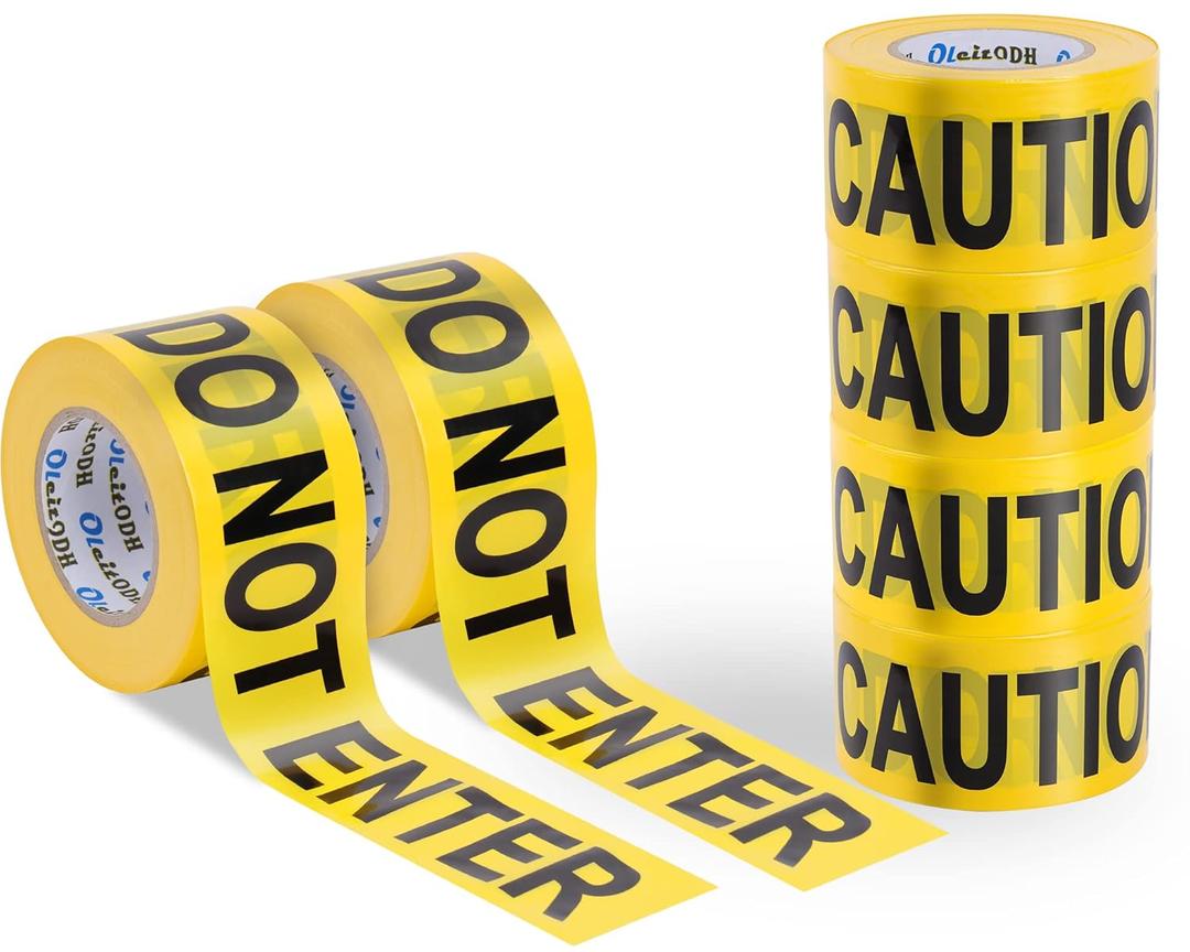 Yellow Caution Do Not Enter Tape 6 Pack 3 inch X 1000 feet, Barricade Tape Bulk Bright Yellow with a Bold Black Print for High Visibility, Tear Resistant Design
