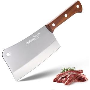 Haobone Heavy Duty Cleaver Knife 8 Inch Professional Butcher Knife Bone Chopper Chopping Bones Weight Heft High Carbon Stainless Steel Full Tang Ergonomic Wooden Handle