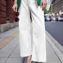 Cicy Bell Womens High Waisted Cropped Jeans Trendy Stretchy Baggy Straight Leg Raw Hem Capri Denim Pants (White), Size 4