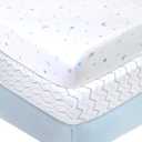 American Baby Company 3 Pack 100% Natural Cotton Fitted Crib Sheets 52" x 28" - Soft, Breathable, Hypoallergenic & Gentle Toddler Bed Sheets, Blue Star/Zigzag, Neutral for Boys & Girls