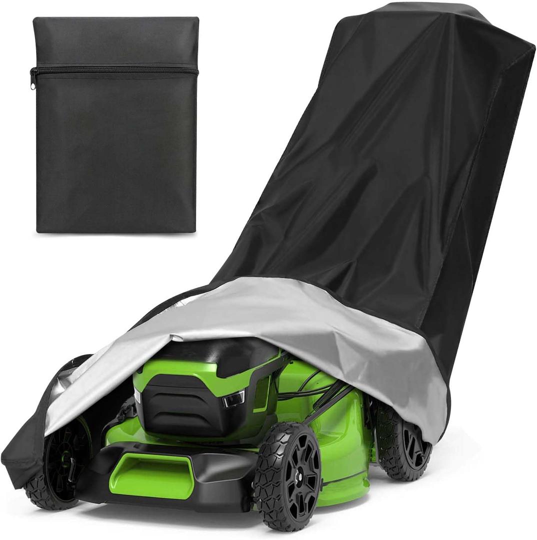KISEER Outdoors Lawn Mower Cover Heavy Duty Waterproof Polyester Oxford Protection Push Mower Cover with Drawstring and Storage Bag (210D, 75 x 25 x 40 Inch)