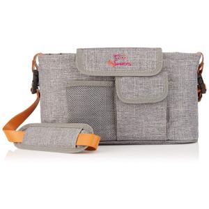 All-In-1 Baby Stroller Organizer | Large Cup Holders, Plenty of Pockets, Key Holder, Wipes Pocket, BONUS Leather Strap | Multipurpose Baby Bag For Busy Parentsm Gray