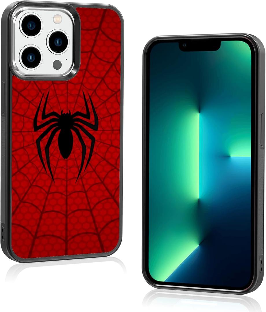 Red Phone Case Spider Compatible with iPhone 13 Pro - Shockproof Protective Cute Cool Spider-Web Phone Case Compatible with iPhone 13 Pro 6.1 Inch Case for Man Girls Women Boy Black Red