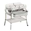 PandaEar 2-in-1 Baby Bathtub & Changing Table, Adjustable Height Folding Diaper Station Waterproof Pad with Storage Rack & Wheels, Baby Bath Tub with Thermometer