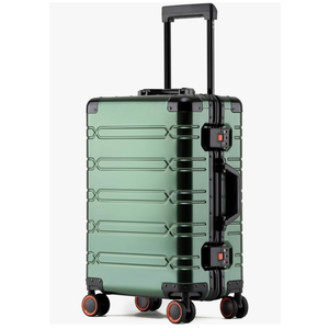 All Aluminum Carry On Luggage 22x14x9 Airline Approved Hard Shell Suitcases with Spinner Wheels Zipperless Luggage 20 inch Carry On Suitcase, Dark Green