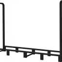 Firewood Rack Outdoor 8ft Heavy Duty Logs Holder for Indoor Fireplace Metal Wood Pile Storage Stacker Organizer, Matte Black