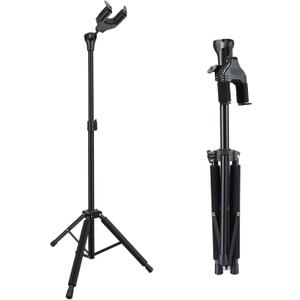 Folding Guitar Stand, Auto-Lock Bass Guitar Stand, Portable Electric Guitar Stand,Adjustable Heights Bass Stand for Stage, Travel, Studio