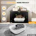 Cat Litter Box Enclosure Furniture Dog Proof, Hidden Kitty Washroom Cabinet Low Entry, Wooden Cat Boxes Enclosure Odor Control for Home, Farmhouse Style Decorative TV Stand with Storage, Black Large 28.5"L x 18"W x 19"H