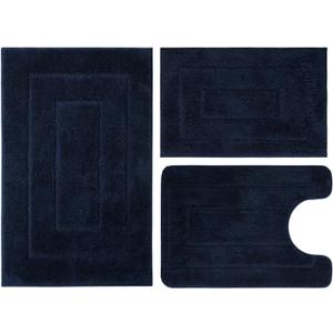 Bathroom Rugs Sets 3 Piece, with 20" x 28" U-Shaped Toilet Rug, Ultra Absorbent and Super Soft Touch, Non-Slip, Microfiber Plush,Rectangular Pattern, Quick Dry Bath Mats for Bathroom, Tub, Bedroom