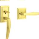 Baldwin Torrey Pines, Front Entry Handleset with Interior Lever, Featuring SmartKey Deadbolt Re-Key Technology and Microban Protection, in Satin Brass