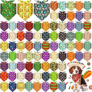 72 Pcs Dog Bandanas Bulk Adjustable Washable Pet Triangle Scarf Soft Kerchief Bib for Summer Holiday Pet Costume Accessories