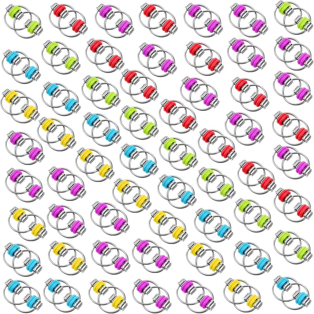 Skylety 10 Pcs Bike Fidget Chain Flippy Bulk Mini Chain Key Ring for ADHD Stress Relief Flippy Key for Adults