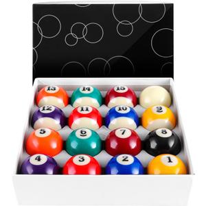 Billiard Balls Set 2-1/4" Regulation Size Pool Table Balls for Replacement (16 Resin Balls)