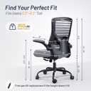 Office Desk Chair for Long Hours & Lower Back Pain Relief – 4“ Thick Molded Foam Cushion, Enhanced Lumbar Support, Padded Flip-up Armrests, Ideal for Office or Study (Dark Gray)