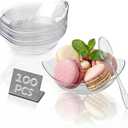 100 Pcs Mini Dessert Plates 5oz Plastic Appetizer Cups with Mini Plates & Forks,Small Plastic Bowls for Parfait, Tiramisu, Mousse