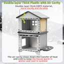 Cat House Outdoor Weatherpoof Plastic Cats Houses with Elevated Cat Bowls, Cat Scratch Pads and Escape Door, 2-Story Indoor Waterproof Feral/Pet Cat Shelter Outside for Multiple Cats, Grey
