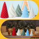 Leinuosen 5 Pcs Decorative Christmas Tree Table Top Decor Cement Christmas Tree Statue 6inch 5inch 4inch Minimalist Handmade Xmas Trees Tabletop Decoration for Xmas Holiday Table Decor, Five Color