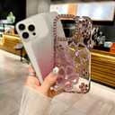 YTanazing Cute Glitter Bling Flower Case for iPhone 16 Pro Max,Luxury Diamond Glitter Rhinestone 3D Floral Women Girls and Sparkly Shiny Slim Shockproof Case for iPhone 16 Pro Max, Silver