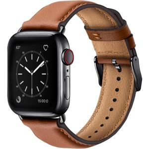 SUNFWR Leather Bands Compatible with Apple Watch Band 42mm(Series 3 2 1) 44mm 45mm 46mm 49mm for Men Women, Top Grain Genuine Leather Replacement Strap for iWatch Ultra 3 2 1, SE3 2 1, Series 11 10 9 8 7 6 5 4 3 2 1 (Saddle Brown/Black)