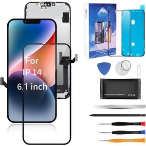 Screen for iPhone 14 (A2881, A2882, A2883, A2884, A2649) Screen Replacement 6.1' 3D Touch LCD Complete Repair kit Digitizer Display Assembly, Waterproof Adhesive, 10D Tempered Glass, Tools