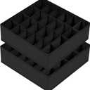 Joyoldelf Sock Drawer Organizer Divider 2 Packs Underwear Organizer, 24 Cell Collapsible Closet Cabinet Organizer Underwear Storage Boxes for Storing Socks, Handkerchiefs, Ties, Belts (Black)