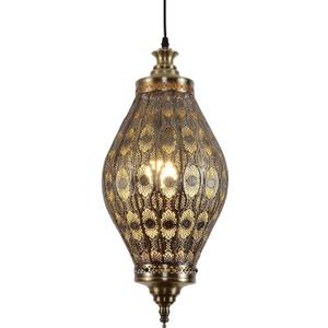 Turkish Lamp Vintage Chandelier Moroccan Lamp Etching Pendant Light, Brown Iron Hollow Arabic Ceiling Hanging Light Pendant Lighting for Kitchen Island Restaurant Hallway Foyer