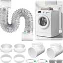 Silver Dryer Vent Hose for Tight Space Includes 2 90-degree Dryer Vent Elbow and 1 Dryer Vents Duct, Flexible Dryer Hose Vent Kit-Space Saving, Indoor Dryers Vents Connector, Easy installation