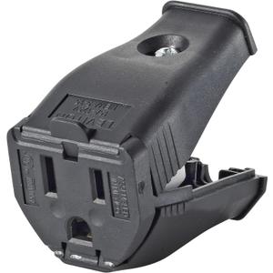 Leviton 2-Pole 3-Wire Grounding Cord Outlet, 3W102-E, Black