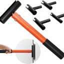 4-in-1 Door Hinge Adjustment Tool, Heavy Duty Steel Door Gap Adjustment Tool with Round Handle Rubber Grip, Hinges Gap Adjusting Wrench for Residential and Commercial Use (Thickened) (Orange)