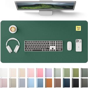 YSAGi Leather Desk Pad Protector, Office Desk Mat, Large Mouse Pad, Non-Slip PU Leather Desk Blotter, Laptop Desk Pad, Waterproof Desk Writing Pad for Office and Home (Seafoam Green, 31.5" x 15.8")