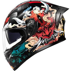 KYPARA Full Face Motorcycle Helmet with Internal Tinted Visor & DOT Approved for Moped ATV Cruiser Scooter (Samurai Spirit, Medium)