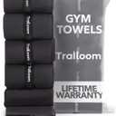 Trailoom Microfiber Workout Towels - Quick Dry, Highly Absorbing, Odor-Free, for Men & Women - Gym Sweat Sports Towel for Hot Yoga, Tennis, Running, Exercise, Working Out, Camping, Set of 5 Black