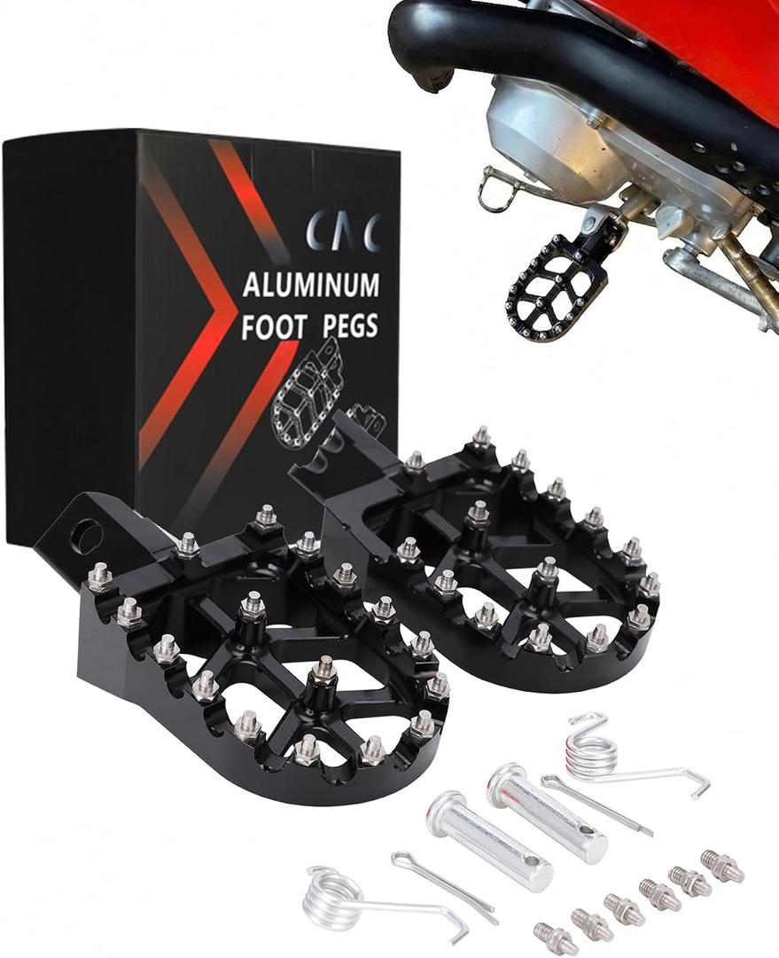 JFG RACING Dirt Bike Foot Pegs,Universal CNC Motorcycle Pit Mini Bike Pegs for YZ KX TTR PW XR CRF 50 70 80 85 100 110 Tao Tao DB-X RFZ Lifan KAYO - Black
