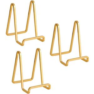 Plate Holder Easel Display Stand - 4.5 inch Metal Plate Stands for Display - Tabletop Picture Stand - Gold Iron Easels for Display Pictures | Photo Frames | Book | Decorative Plates | Plaque - 3 Pack