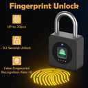 Pothunder Fingerprint Padlock with APP, Keyless Biometric Lock, Smart Waterproof Padlock Suitable for Gym, Locker, Gates, Fence, and Storage