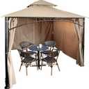 Gazebo Universal Replacement Canopy 10'x10'Curtain 3-Panel Side Wall Only Sunshade (Khaki)