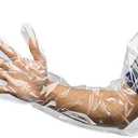 50Pcs Veterinary Insemination Rectal Long Gloves Disposable Plastic Full Arm 35inch for Field Dressing Cow Palpation Gutting