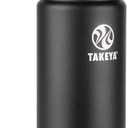 Takeya Actives Water Bottle with Spout Lid - Bottle with Double Stainless Steel Insulation - Dishwasher Safe & BPA-Free - Bottle with Spout Lid & Removable Bumper - 18 oz, Onyx