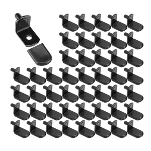 Zonon 150 Pcs 5mm Shelf Pins L-Shaped Shelf Support Pegs with Rubber Sleeves Cabinet Brackets for Bookcase Kitchen Furniture, Black